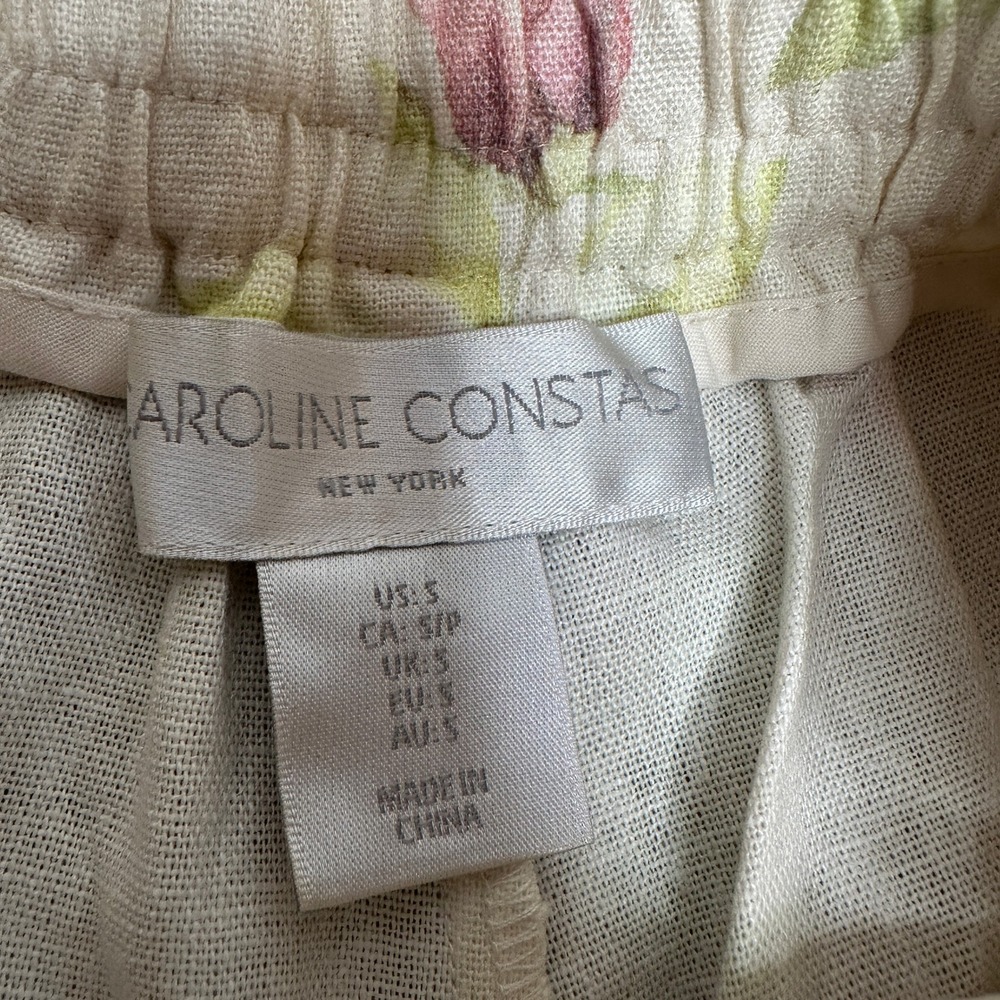 Caroline Constas Floral Linen Blend Crochet Belted Set Crop Top & Shorts Small - Picture 9 of 10